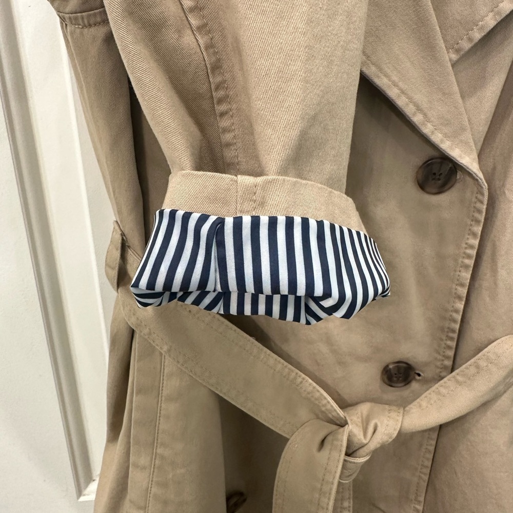 GAP Khaki Double-Breasted Trench Coat sz L - Picture 5 of 6